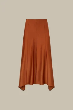 Duchesse-Satin-Rock In Midi-Lange In Kupfer