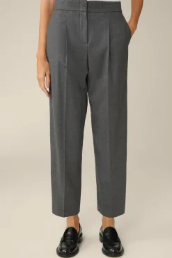 Flanell-Bundfalten-Hose, Verkurzt, In