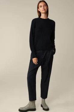 Flanell-Bundfalten-Hose, Verkurzt, In