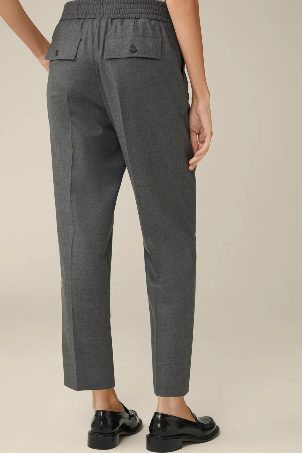 Flanell-Bundfalten-Hose, Verkurzt, In