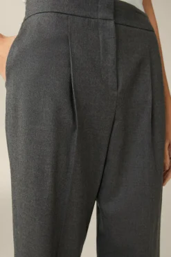 Flanell-Bundfalten-Hose, Verkurzt, In