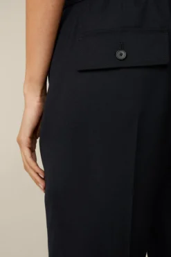 Flanell-Bundfalten-Hose, Verkurzt, In