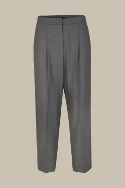 Flanell-Bundfalten-Hose, Verkurzt, In
