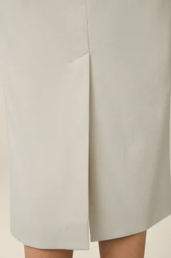 Gabardine-Bleistift-Rock In Midi-Lange In