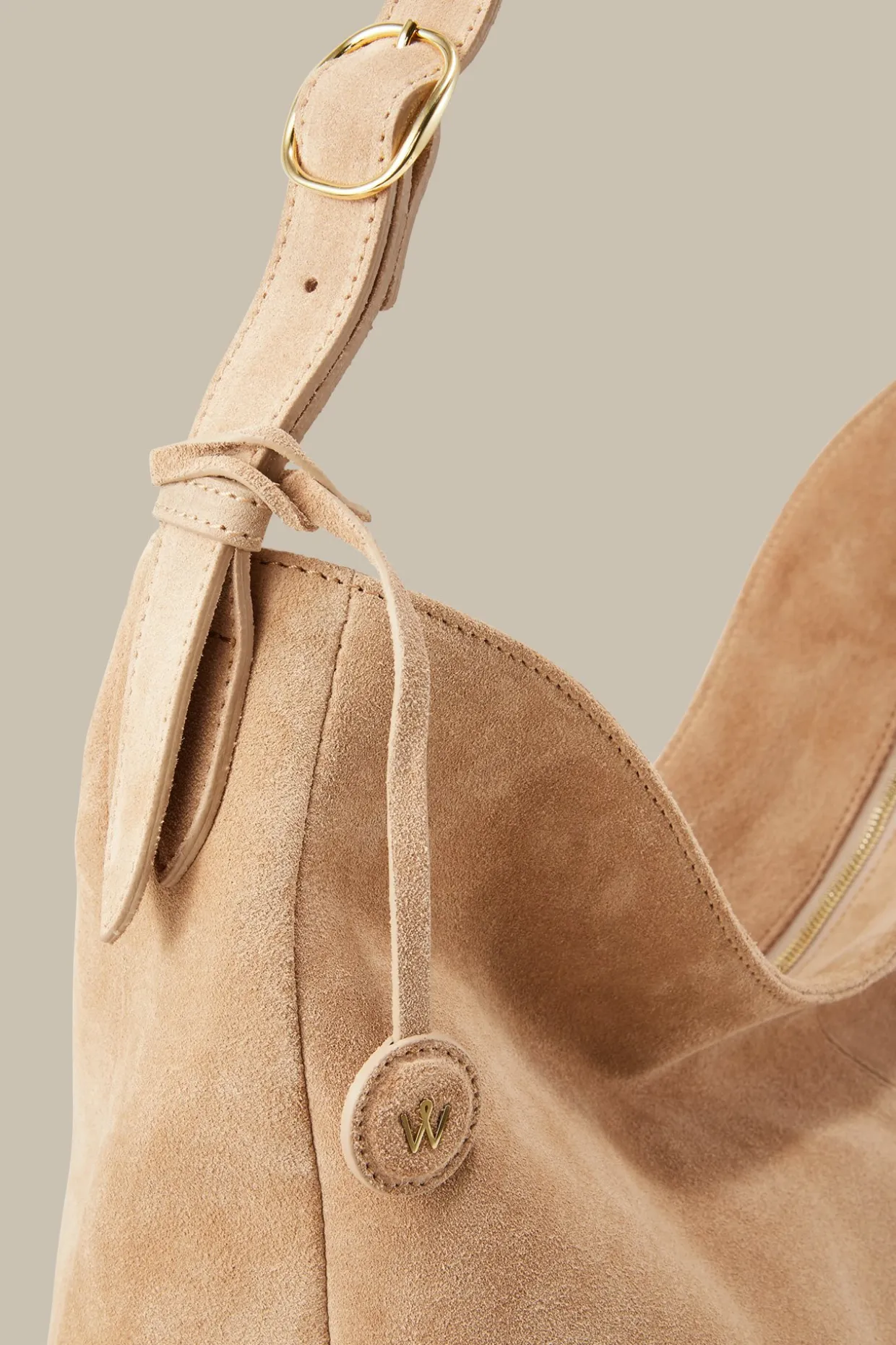 Hobo-Bag Aus Veloursleder In