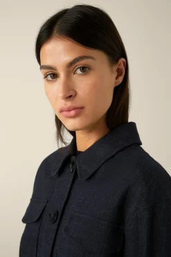 Jeans-Blazer-Jacke In Dark Denim Blue