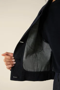 Jeans-Blazer-Jacke In Dark Denim Blue