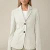 Jersey-Blazer In Beige-Ecru Gemustert