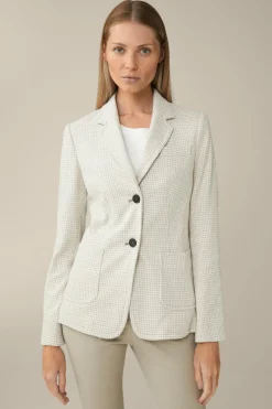 Jersey-Blazer In Beige-Ecru Gemustert