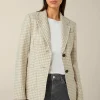 Jersey-Blazer In Beige-Ecru Gemustert
