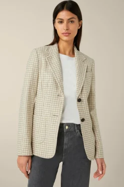 Jersey-Blazer In Beige-Ecru Gemustert
