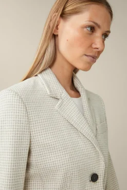 Jersey-Blazer In Beige-Ecru Gemustert