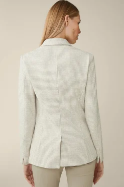 Jersey-Blazer In Beige-Ecru Gemustert