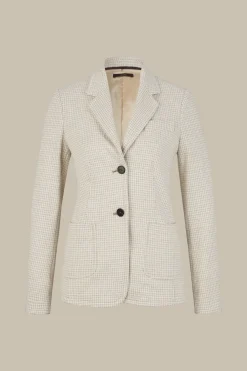 Jersey-Blazer In Beige-Ecru Gemustert