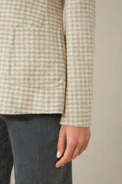 Jersey-Blazer In Beige-Ecru Gemustert