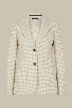 Jersey-Blazer In Beige-Ecru Gemustert