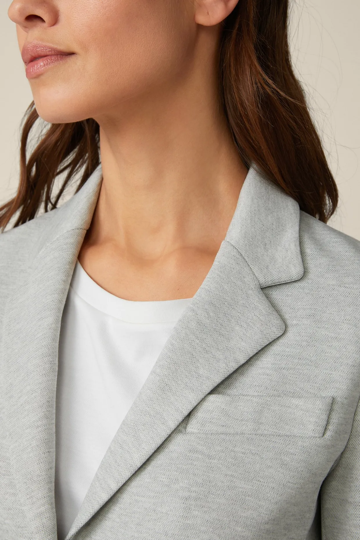 Jersey-Blazer In Hell Ecru Gemustert