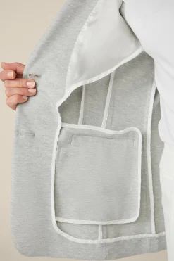 Jersey-Blazer In Hell Ecru Gemustert