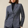 Jersey-Blazer In Navy-Beige Gemustert