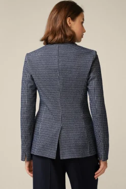 Jersey-Blazer In Navy-Beige Gemustert