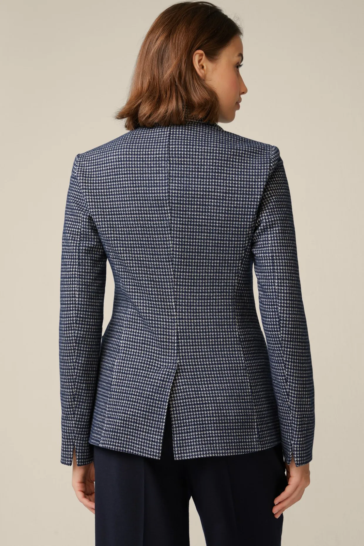 Jersey-Blazer In Navy-Beige Gemustert