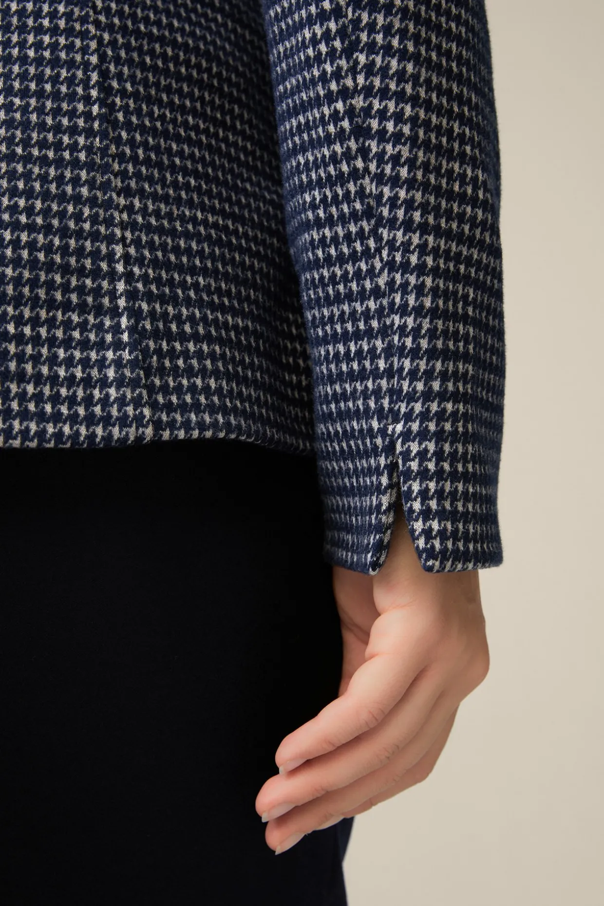 Jersey-Blazer In Navy-Beige Gemustert