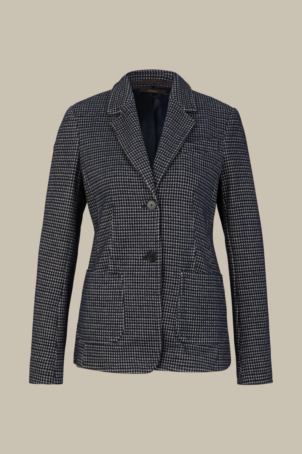 Jersey-Blazer In Navy-Beige Gemustert