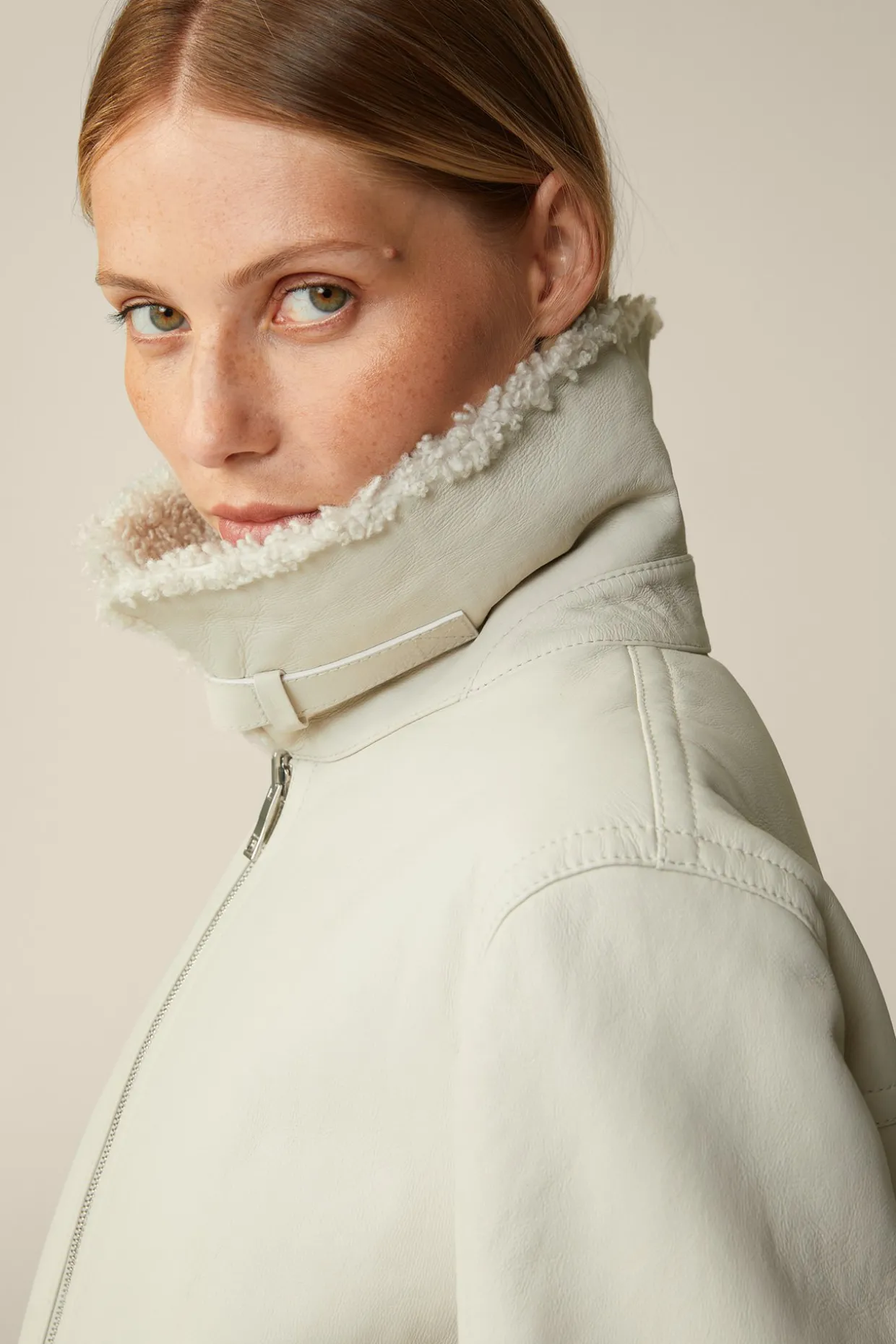 Lammfell-Wende-Biker-Jacke In