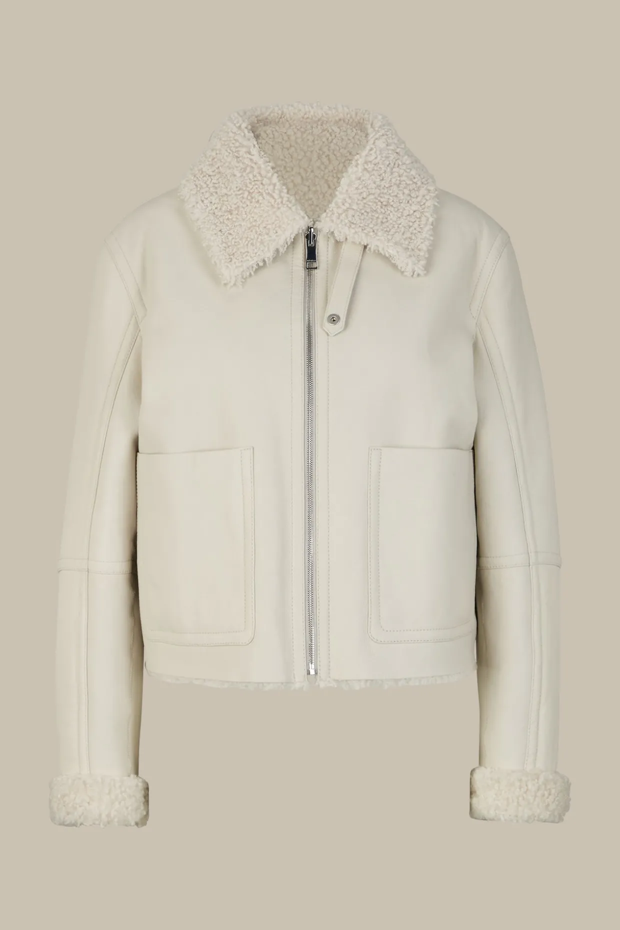 Lammfell-Wende-Biker-Jacke In