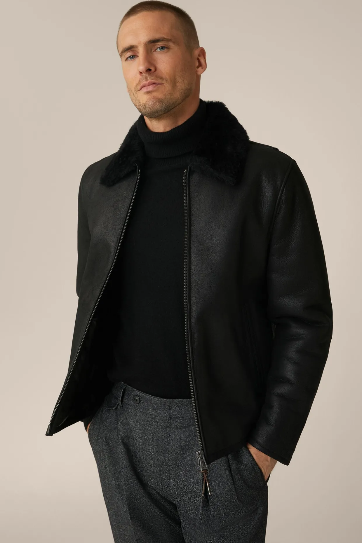 Lamm-Leder-Jacke Mezzano Mit Hemdkragen In