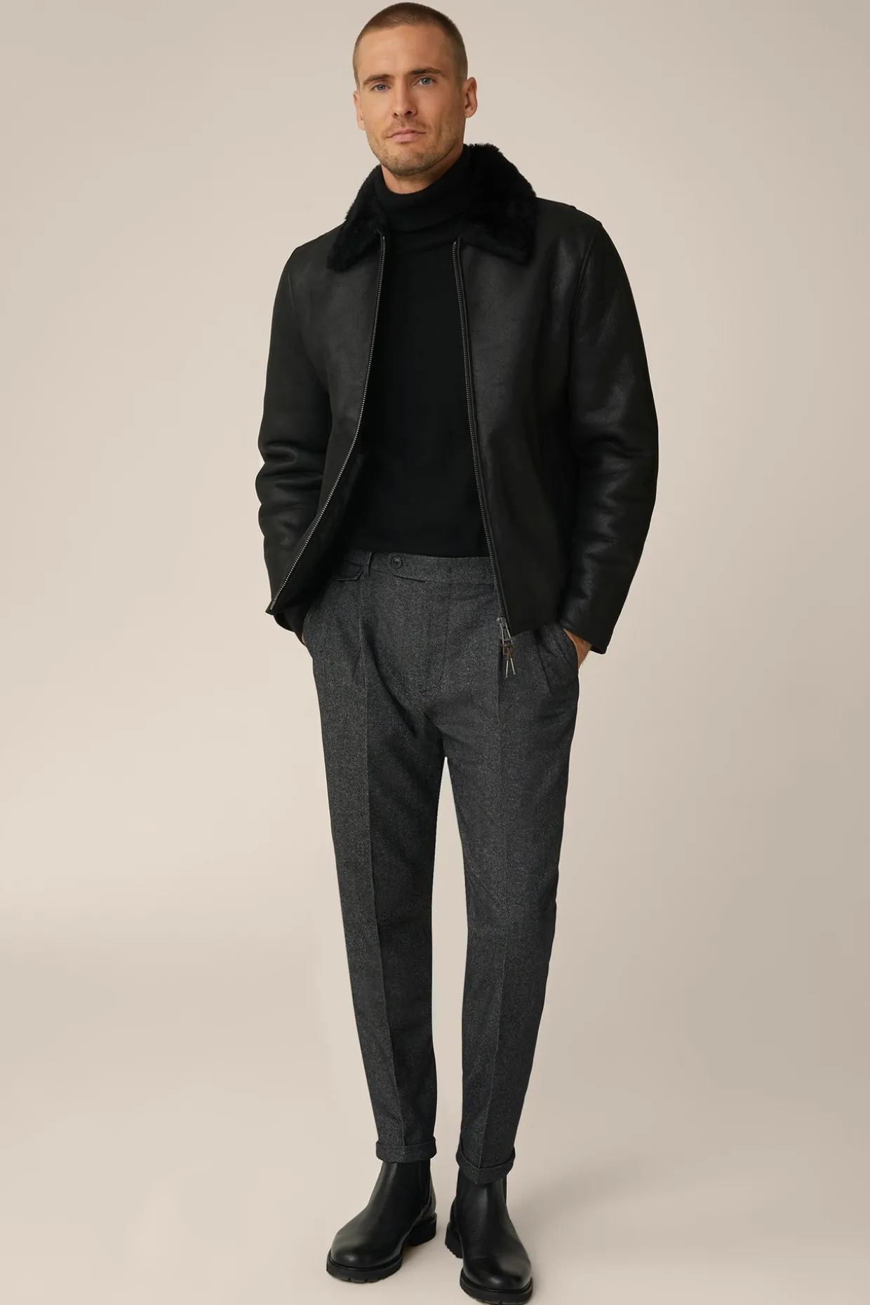Lamm-Leder-Jacke Mezzano Mit Hemdkragen In