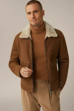 Lamm-Velours-Lederjacke Rapallo Mit Hemdkragen In