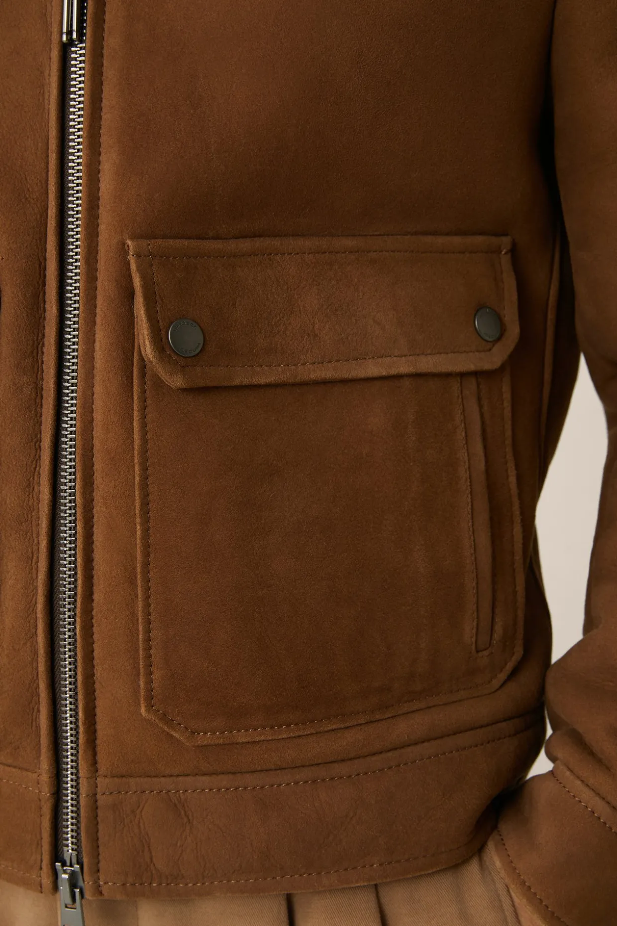 Lamm-Velours-Lederjacke Rapallo Mit Hemdkragen In