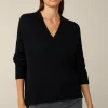 Merino-Strick-Pullover Mit V-Ausschnitt In