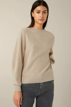 Merino-Strick-Pullover Mit Stehkragen In