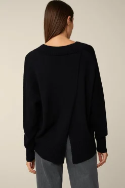 Merino-Strick-Pullover Mit V-Ausschnitt In