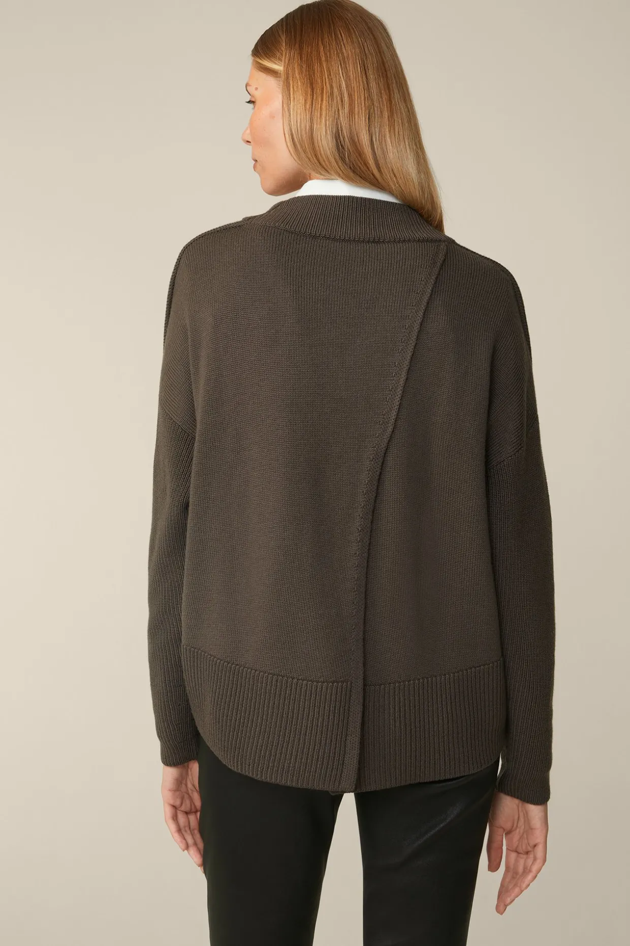 Merino-Strick-Pullover Mit V-Ausschnitt In