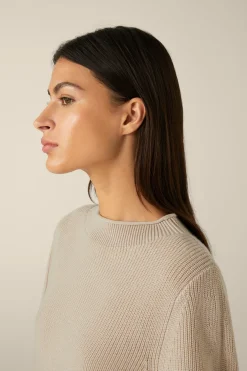 Merino-Strick-Pullover Mit Stehkragen In
