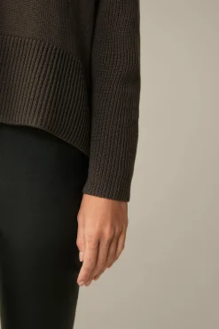 Merino-Strick-Pullover Mit V-Ausschnitt In