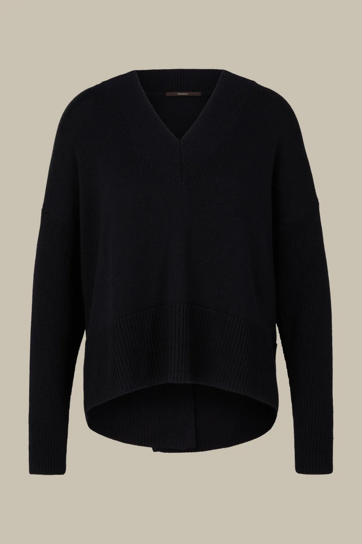 Merino-Strick-Pullover Mit V-Ausschnitt In
