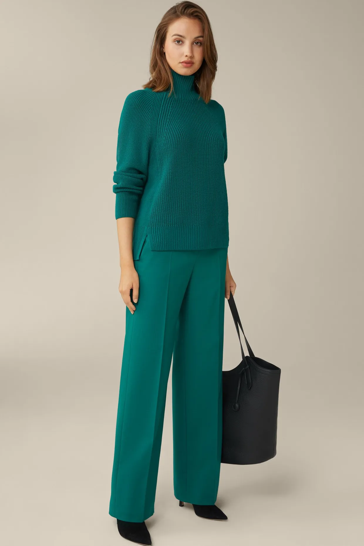 Merino-Strick-Rollkragen-Pullover In