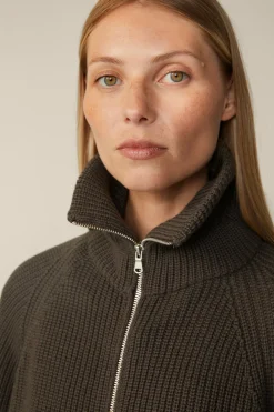 Merino-Strick-Zip-Cardigan In