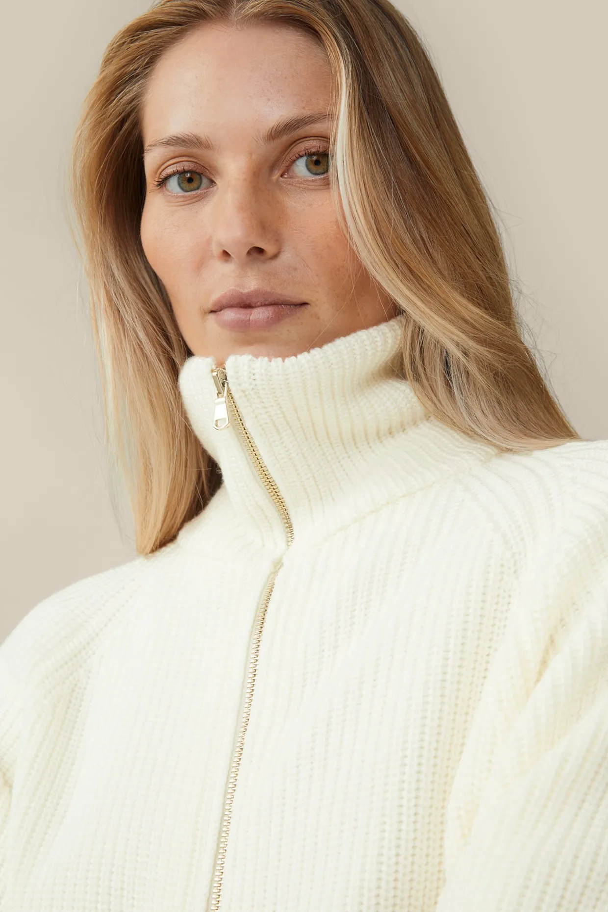 Merino-Strick-Zip-Cardigan In