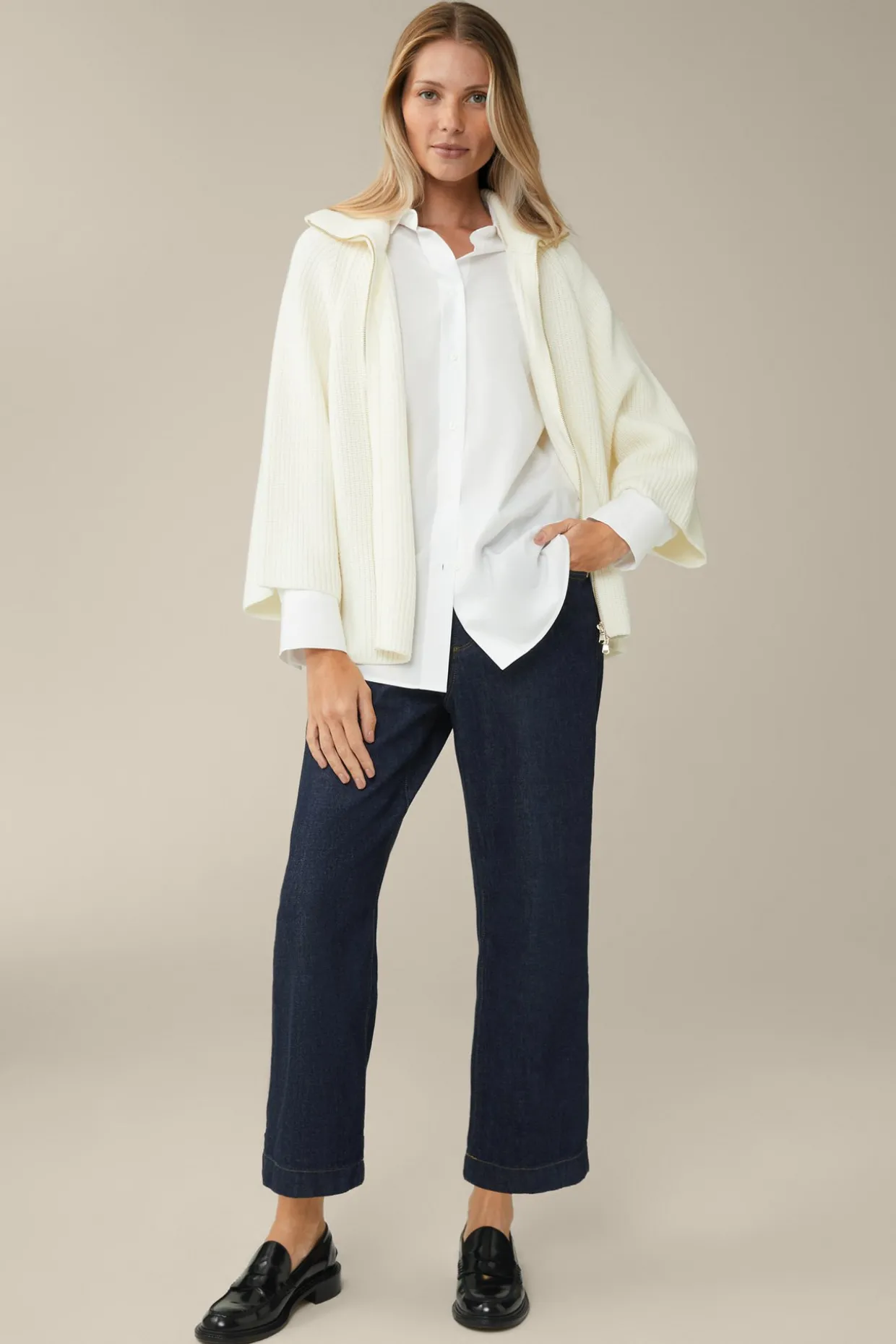Merino-Strick-Zip-Cardigan In