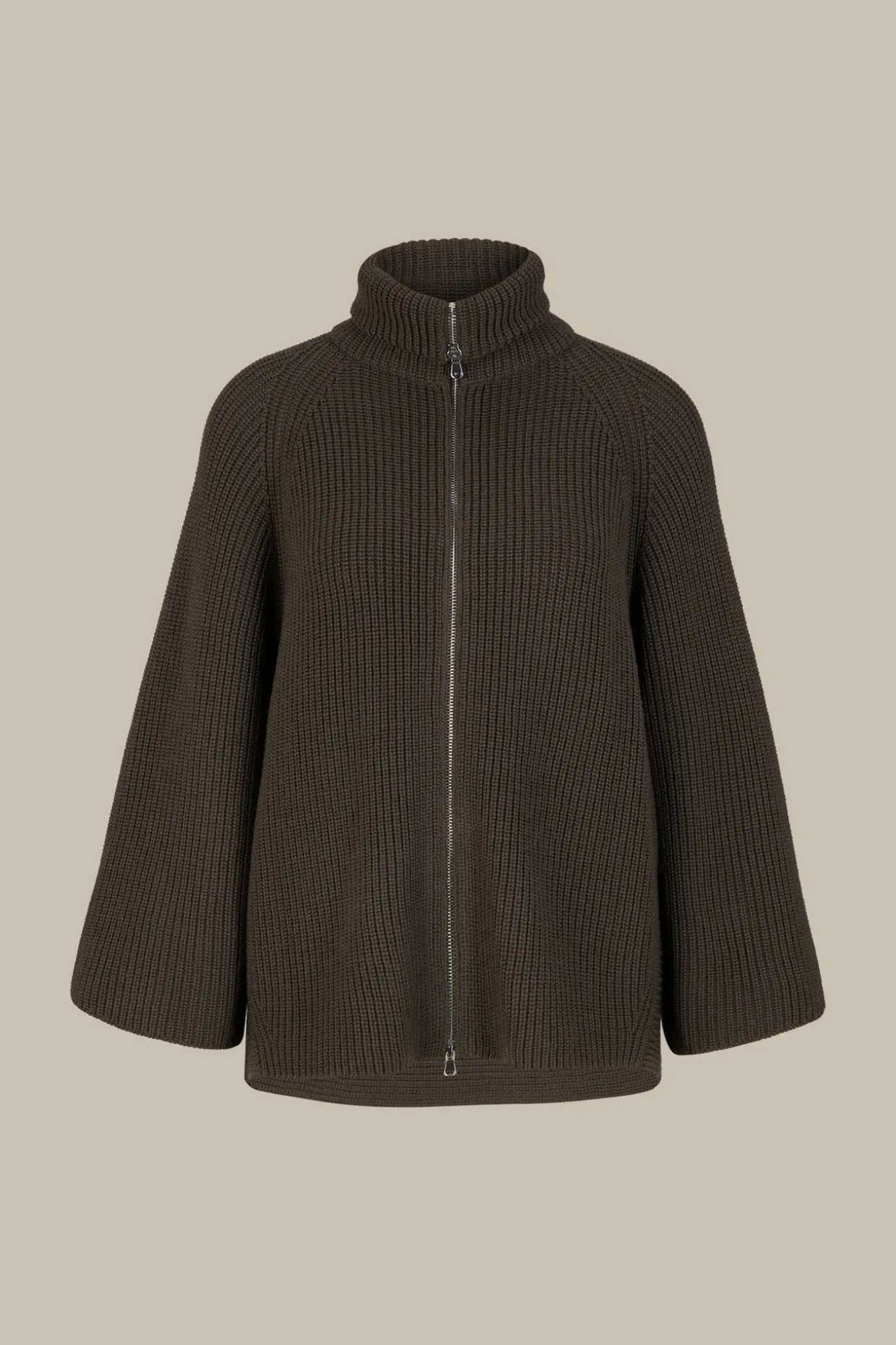 Merino-Strick-Zip-Cardigan In