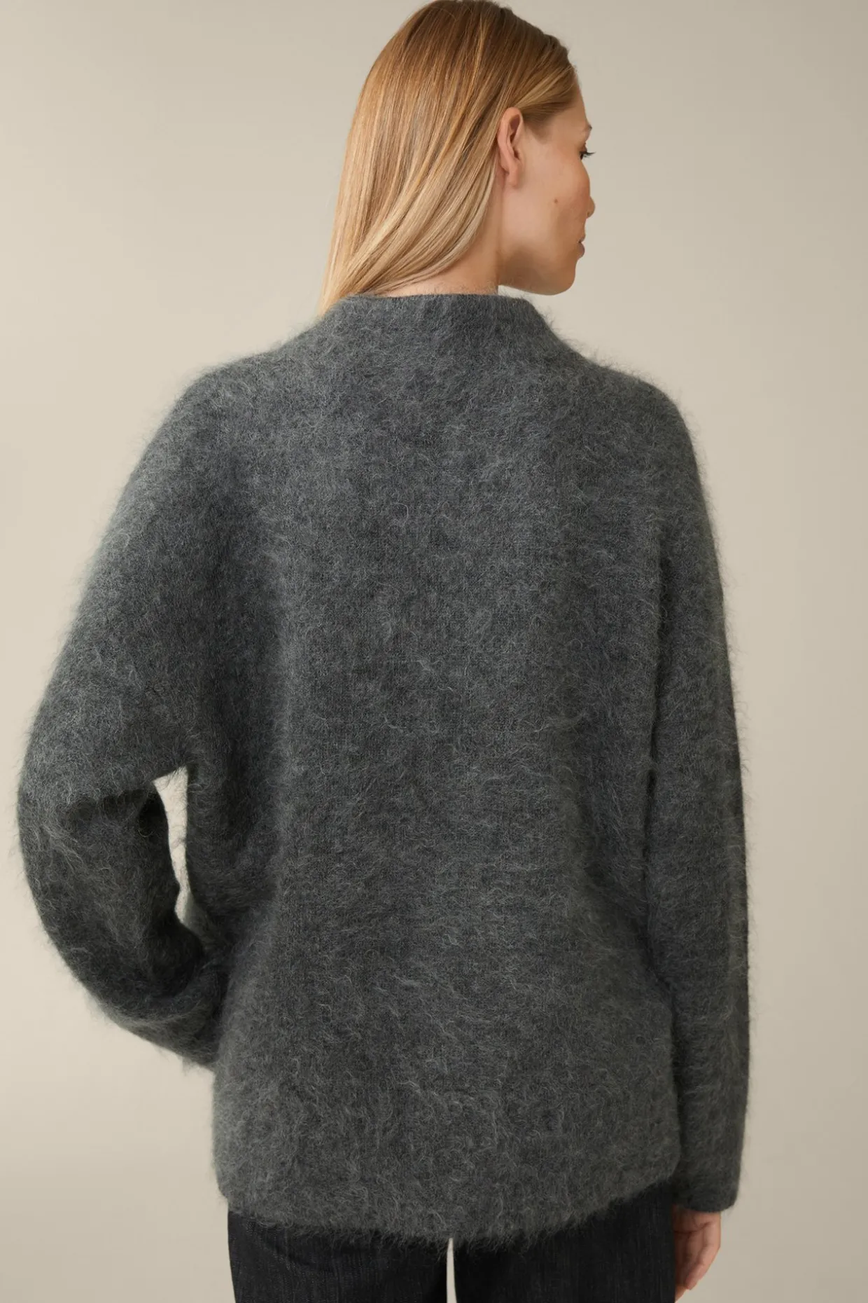 Mohair-Wollmix-Stehkragen-Pullover In