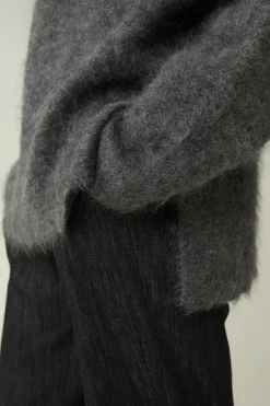 Mohair-Wollmix-Stehkragen-Pullover In