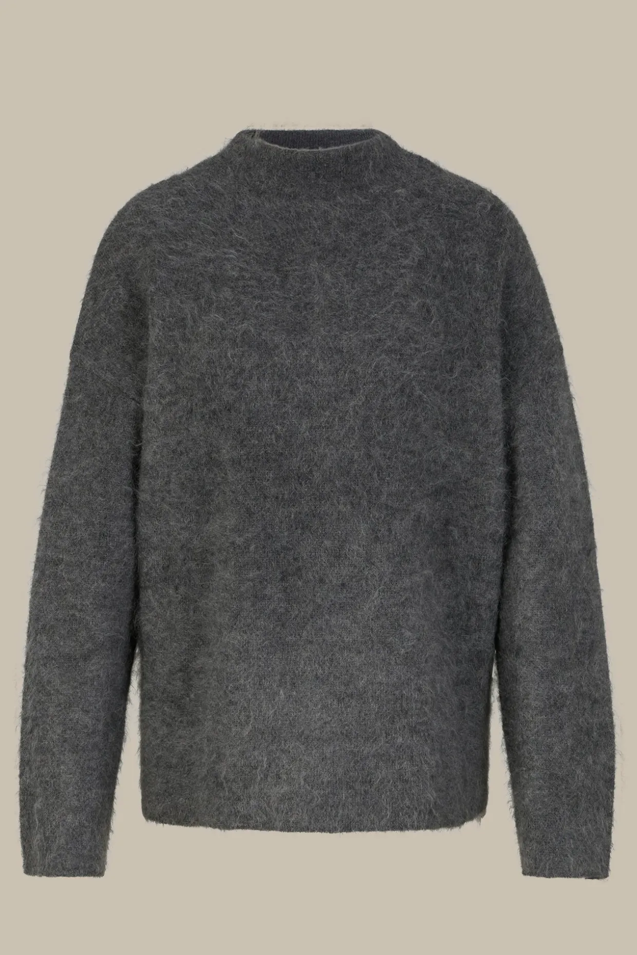 Mohair-Wollmix-Stehkragen-Pullover In