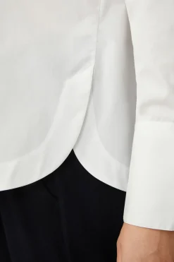 Popeline-Baumwoll-Bluse Mit Stehkragen In
