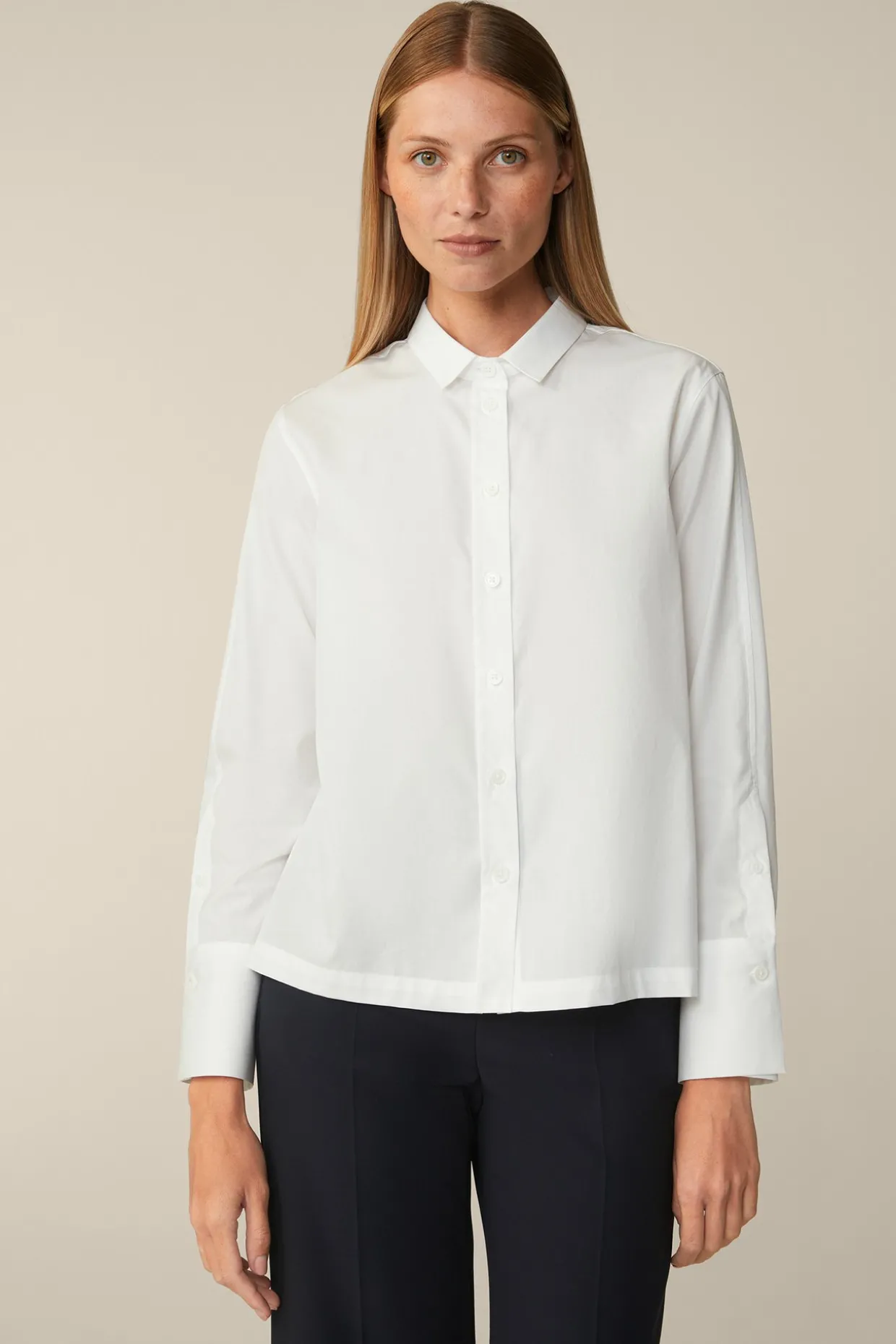 Popeline-Baumwoll-Hemd-Bluse In